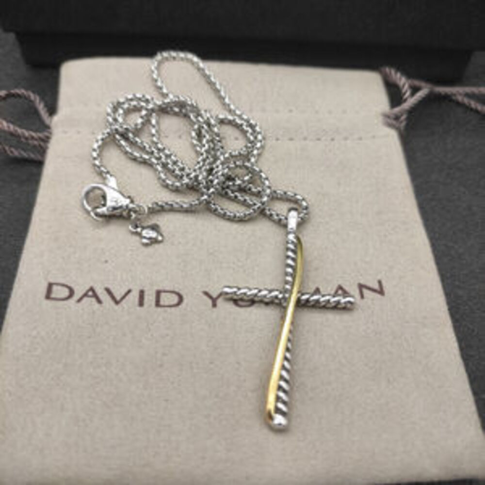 David Yurman Cross Necklace with Color-Separated Columns